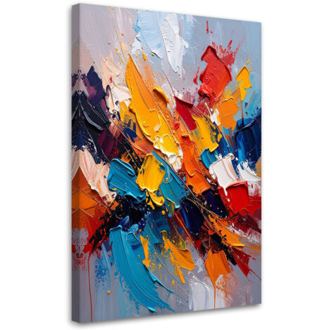Quadro su tela, Esplosione di colori Astratto effetto pittura - 80x120 (1/2)