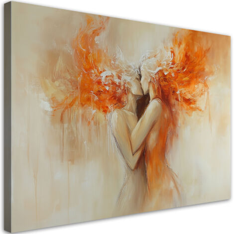Quadro su tela, Coppia nuda amore astratto arancione - 60x40 (1/3)
