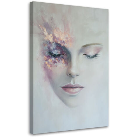 Quadro su tela, Astratti Ritratto di donna Grigio - 80x120 (1/3)