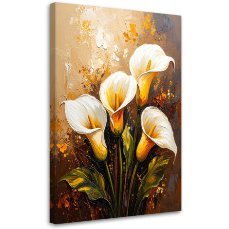 Quadro su tela, Calie Fiori bianchi come dipinti - 80x120