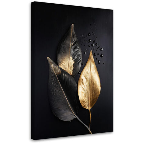Quadro su tela, Foglie di palma dorate Glamour - 80x120 (1/3)