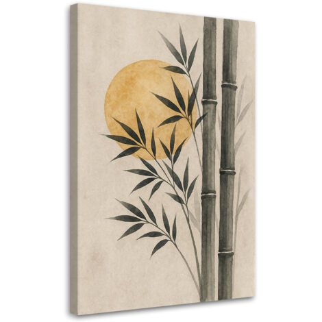 Quadro su tela, Canne di bamb๠Acquerello Giallo Sole Minimalismo - 80x120 (1/3)