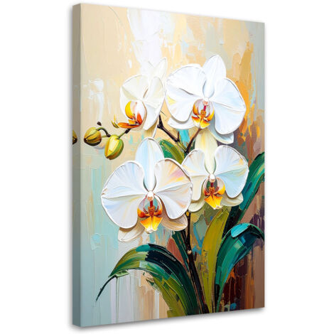 Quadro su tela, Orchidee bianche Fiori - 80x120 (1/2)
