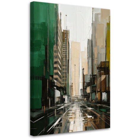 Quadro su tela, Città Strada Moderna Nero Verde Urbano - 40x60 (1/3)