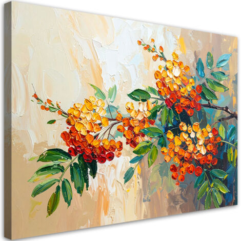 Quadro su tela, Sorbo Piante su sfondo beige - 120x80 (1/2)
