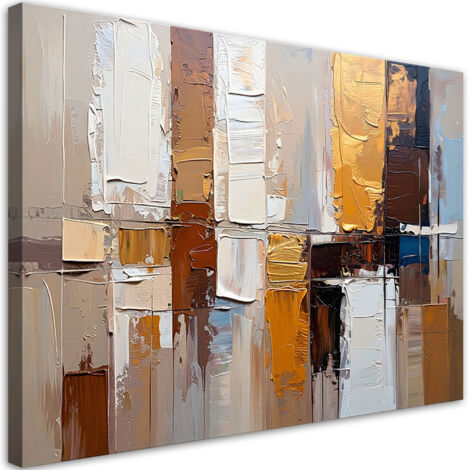 Quadro su tela, Astrattismo imitazione pittura nei colori beige - 60x40