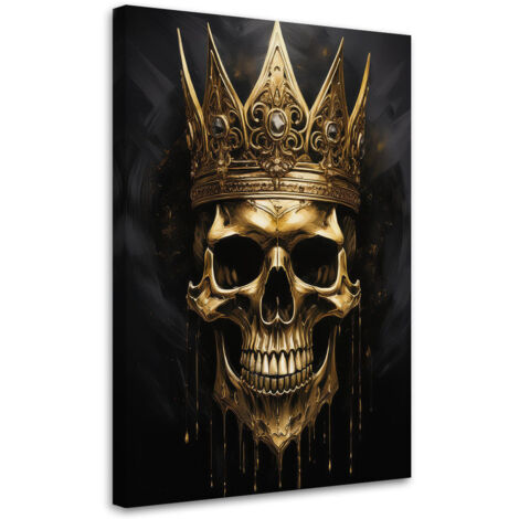 Quadro su tela, Teschio coronato d'oro Glamour - 40x60 (1/3)