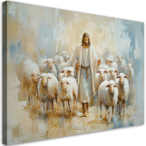 Quadro su tela, Gesà¹ Buon Pastore - 120x80 (1/3)