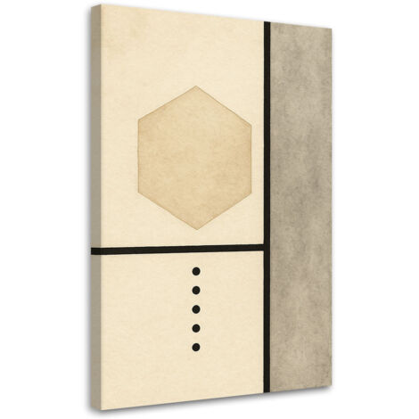 Quadro su tela, Esagono Minimalismo Geometrico Beige - 60x90 (1/3)