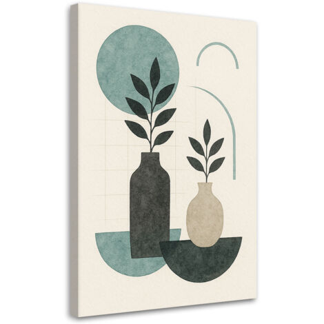 Quadro su tela, Piante Vasi Geometrico Verde Minimalismo - 80x120 (1/3)