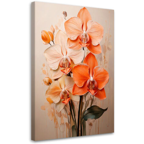 Quadro su tela, Orchidea Acquerello Beige Neutro - 40x60 (1/3)