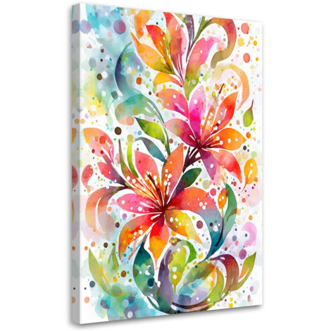 Runa Art Quadro Murales Fiori Gigli 5 Pezzi, Tela Non Tessuta, Bianco E Nero, Per Camera Da Letto O Corridoio