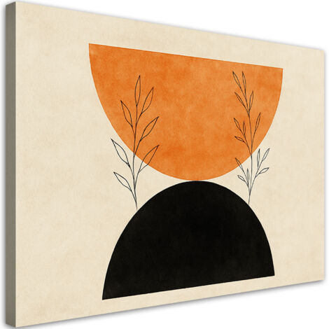 Quadro su tela, Figure geometriche Piante Rosso mattone Nero Minimalismo - 120x80 (1/3)
