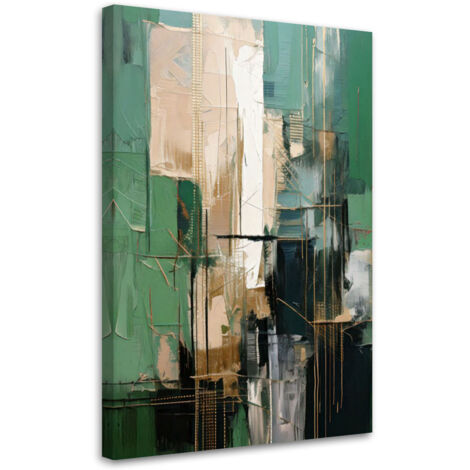 Quadro su tela, Immagine Astrazione Industriale Verde Oro - 60x90