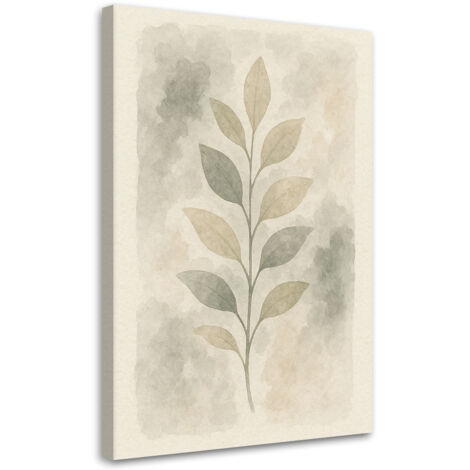 Quadro su tela, Foglie botaniche Acquerello Beige Minimalismo - 80x120 (1/3)