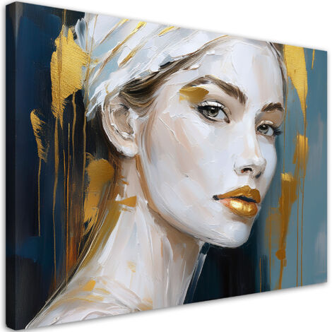 Quadro su tela, Ritratto di donna glamour dorato - 60x40 (1/3)
