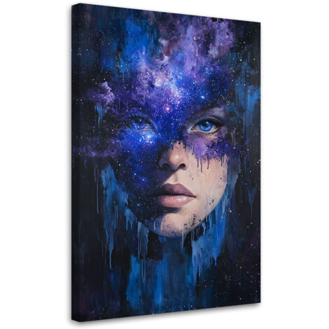 Quadro su tela, Volto di donna Astratto a tema spaziale - 40x60 (1/3)