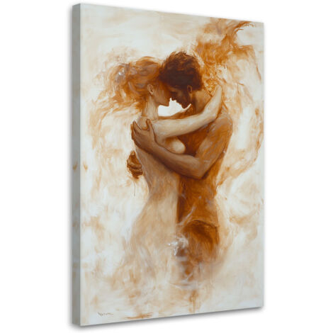 Quadro su tela, Coppia nuda innamorata beige - 80x120 (1/3)