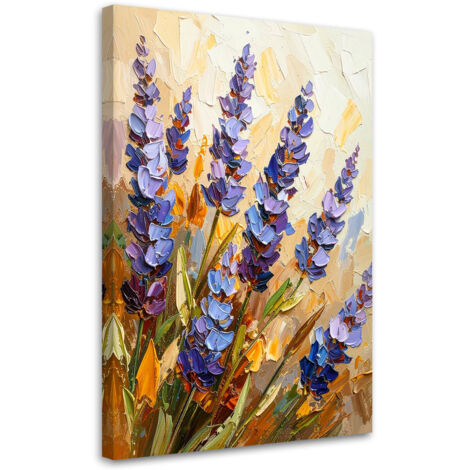 Quadro su tela, Lavanda Fiori effetto vernice - 80x120 (1/2)
