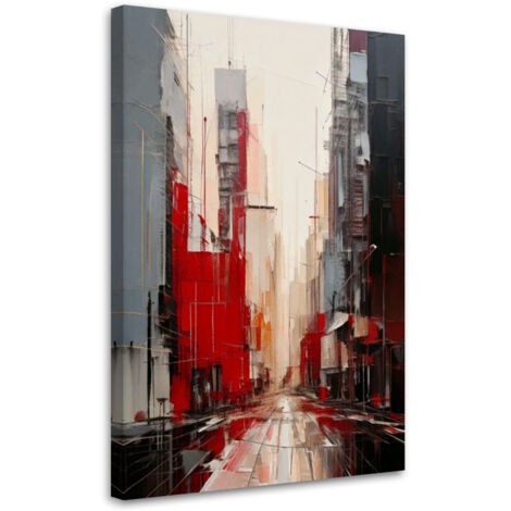 Quadro su tela, Città  Architettura urbana Astratto Rosso - 40x60 (1/3)