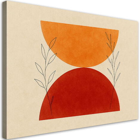 Quadro su tela, Foglie Astratto geometrico Beige - 60x40 (1/3)