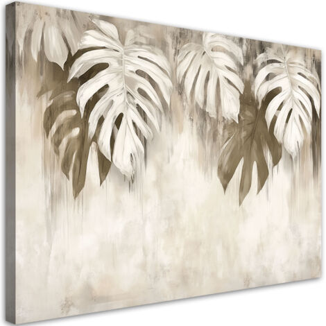 Quadro su tela, Foglie di monstera pendenti beige - 60x40 (1/3)