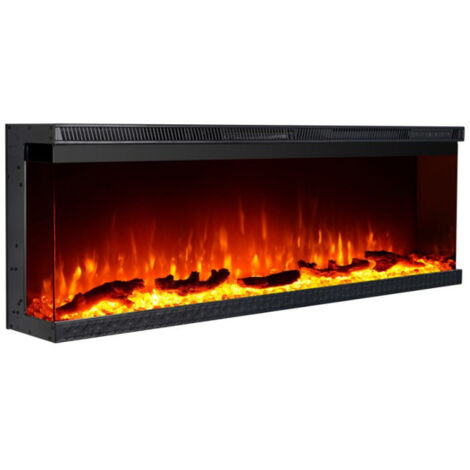 Camino elettrico da parete caminetto a incasso 3 Lati BOSTON130 L127 x P20 x H44