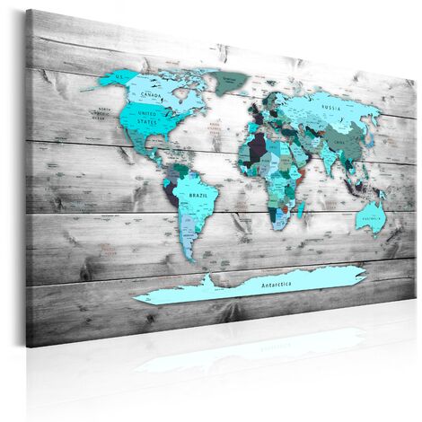 Quadro Da Parete Tela Su Legno Decoro Mondo World Mappa 50*70*1