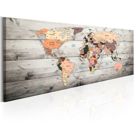 Quadro Da Parete Tela Su Legno Decoro Mondo World Mappa 50*70*1