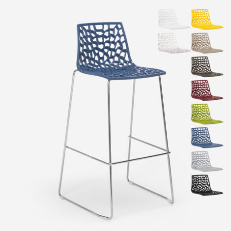 SET 4 SGABELLI SPIDER SLITTA H74 - GRANDSOLEIL Colore: Blu avio lucido