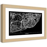 Quadro con cornice, Piano regolatore di Lisbona - 60x40