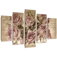 Quadro deco panel 5 parti, Rose e note - 100x70