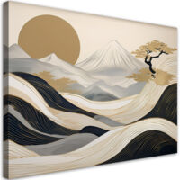 Quadro su tela, Paesaggio boho giapponese - 90x60