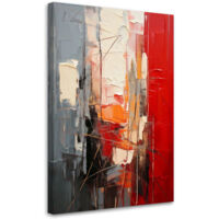 Quadro su tela, Astrazione Moderna Rosso Grigio Acrilico - 80x120