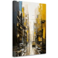 Quadro su tela, Città Strada Astratto Giallo Grigio - 60x90