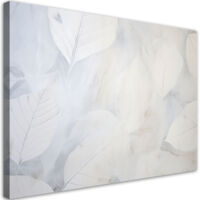 Quadro su tela, Foglie grandi beige natura cemento boho - 90x60