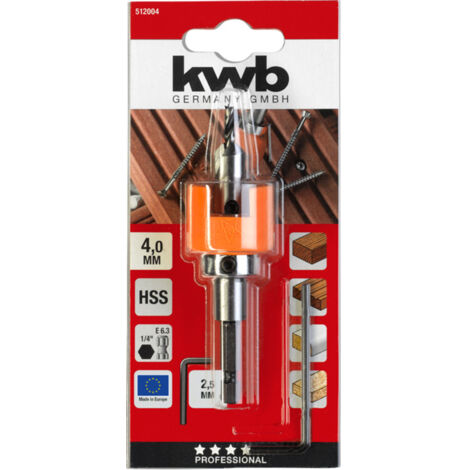 kwb - HSS Hartholzbohrer mit Tiefenstopp und Senker, Ø 4 mm - 512004 (1/2)