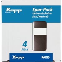 Kopp - PARIS – Profi-Pack: 4 Universalschalter (Aus-/Wechsel), Farbe: palisander - 652626010
