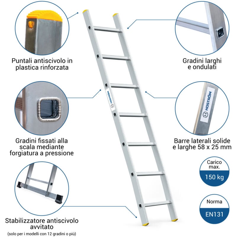 Scala telescopica sicos multi auto 4 + 5 grigio 135 x 54,5 x 12,5 cm