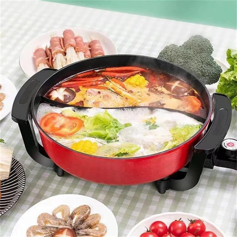 Hot Pot électrique 2 En 1 Avec Barbecue - 4000W, 3-4L, Anti-adhésif, Pour 5-6 Personnes (49x42 Cm) - 5