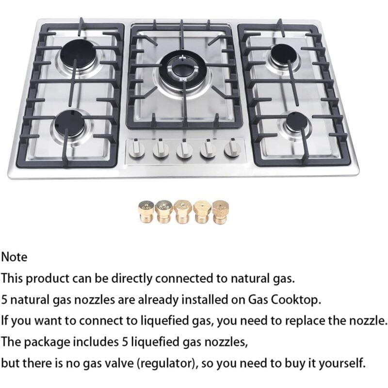 PLAQUE DE CUISSON FOCUS 5 FEUX GAZ 70CM INOX