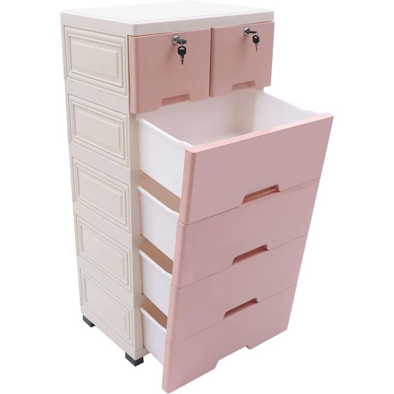 Commode 6 Tiroirs Galano Elis – 120 X 40 X 80 Cm – Montage Ultra Rapide Sans Outils, Tiroirs Verrouillables – Rangement Chambre, Entrée