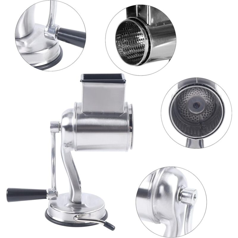 ROUGE L - Râpe à Fromage Manuelle 3 En 1, Tambour Multifonctionnel, Coupe-Légumes, Trancheuse