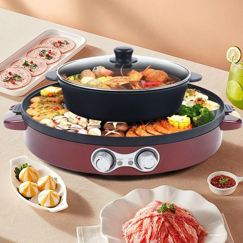 Appareil À Fondue Chinoise Electrique Hot Pot Casserole 1,8L 220V Hotpot Wok Electrique[MIN561] - Electroménager