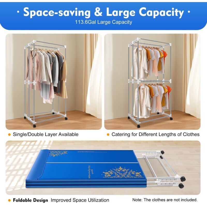 Sèche-linge électrique Armoire Portable Séchoir à Air Chaud Double