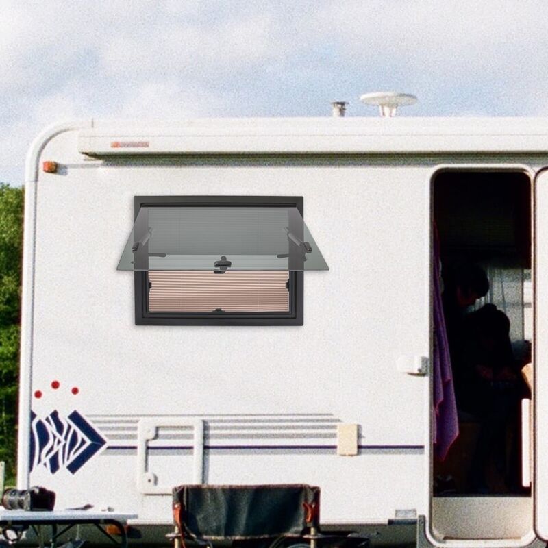 Fenêtre Coulissante Pour Camping-Car 500x450 Mm – Alliage Aluminium, Verre Trempé Teinté, Moustiquaire