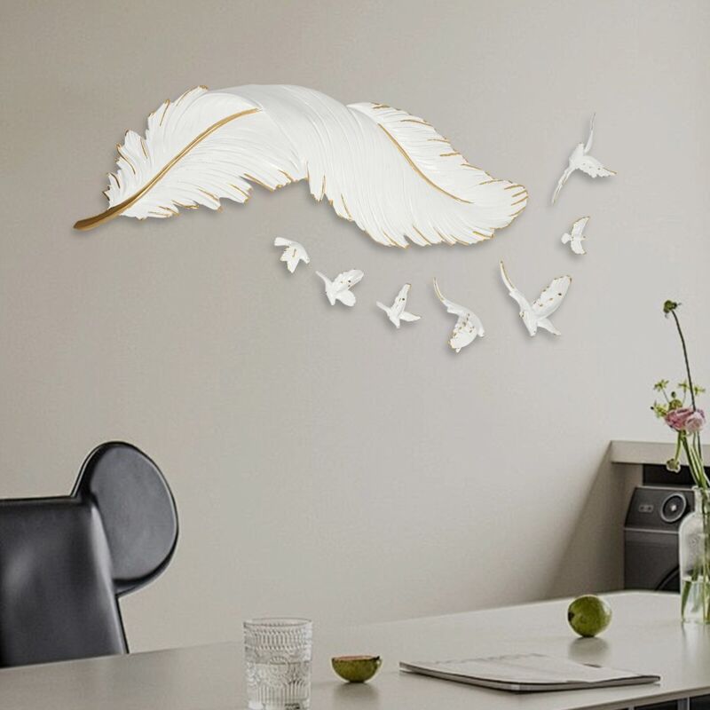 GUANSHAN Un ensemble fait main plume fleur décoration murale plume pendentif fleur fronton mur accessoires photographie ornement pour salon, chambre à coucher