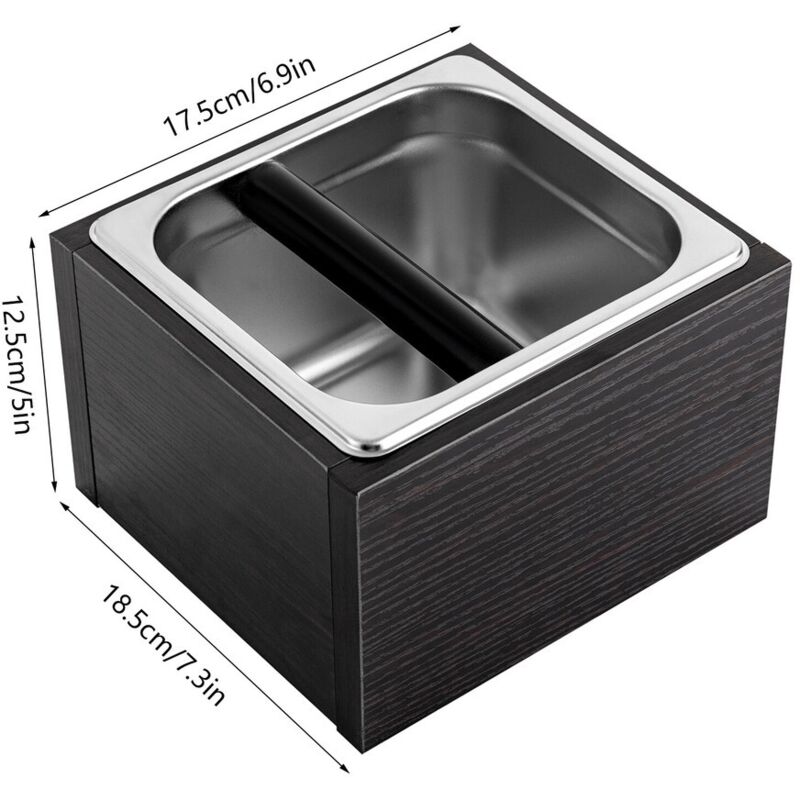 APACALI Bac à Marc De Café 11×11 Cm – Boîte Knock Box Acier Inoxydable Avec Barre Silicone Amovible & Base Antidérapante