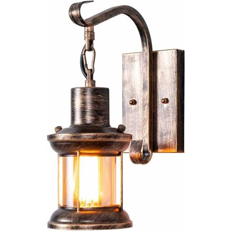 Applique Murale Vintage Métal Noir Et Laiton | Style Industriel E27 | Lumière Chaude