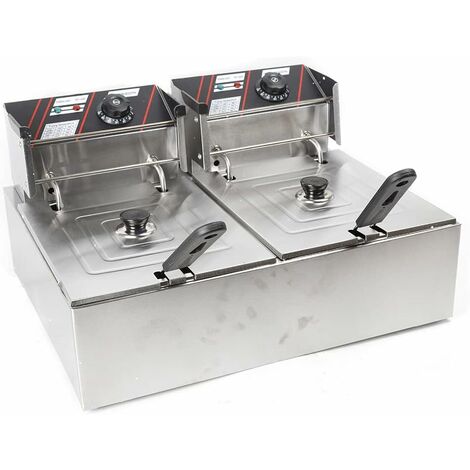 Friteuse Professionnelle HDME 12L 5000W - Double Réservoir Inox - Idéale Pour Restaurant